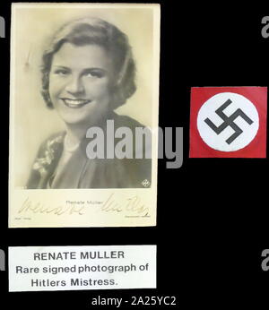 Autographed photograph of Renate Muller. Renate Muller (1906-1937) a German singer and actress of film and stage. As one of the most successful actresses in Germany during the 1930s, Muller was pressured by the Nazi Party to appear in propaganda films but she refused. Stock Photo