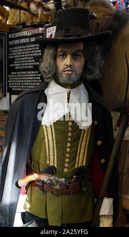 A model depicting Matthew Hopkins (1620-1647) an English witch-hunter during the English Civil War, holding the office of Witchfinder General. Stock Photo