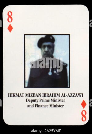 Most-wanted Iraqi playing cards - Hikmat Mizban Ibrahim Al-Azzawi (Deputy Prime Minister and Finance Minister). The U.S. military developed a set of playing cards to help troop identify the most-wanted members of President Saddam Hussein's government during the 2003 invasion of Iraq. Stock Photo