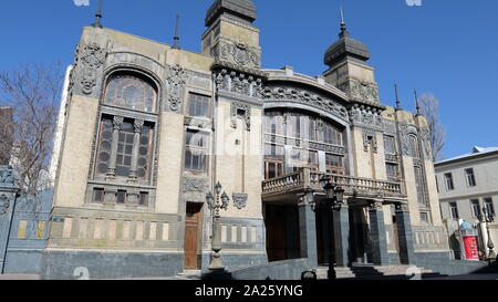 Akhundov Azerbaijan State Academic Opera and Ballet Theater, Baku, Azerbaijan. It was built in 1911, at the request of magnate Daniel Mailov and funded by magnate Zeynalabdin Taghiye Stock Photo