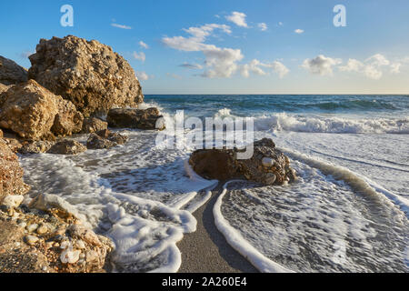 Salon beach in Nerja, Malaga. Spain Stock Photo