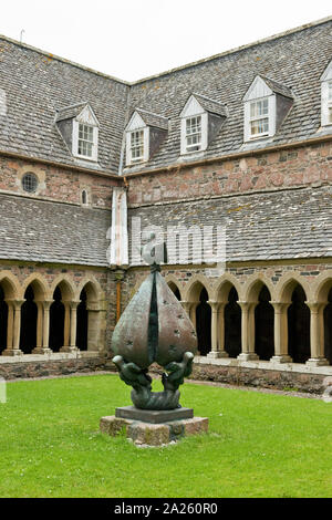 The cloisters of Iona Abbey. At the centre of the cloister garth is a ...