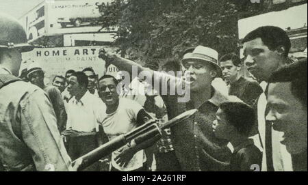 African Americans protest against the national Guard, Michigan 1968 Stock Photo