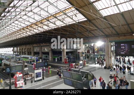 The Gare du Nord (Station of the North), officially Paris-Nord, is one of the six large terminus stations of the SNCF mainline network for Paris, France. Stock Photo