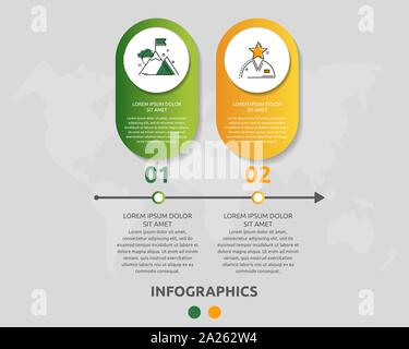 Vector modern infographic flat template pin for two paper label, diagram, graph, presentation. Business concept with 2 options and marks. Blank space Stock Vector