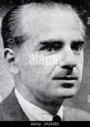 Ramon Serrano Suner (1901 – 2003), Spanish politician during the first stages of General Francisco Franco's Spanish State, between 1938 and 1942, when he held the posts of President of the Spanish Falange caucus (1936), and then Interior Minister and Foreign Affairs Minister. Serrano Suner was known for his pro-Third Reich stance during World War II, when he supported the sending of the Blue Division to fight along with the Wehrmacht on the Russian front. He was also the brother-in-law of the Spanish caudillo General Franco, Stock Photo