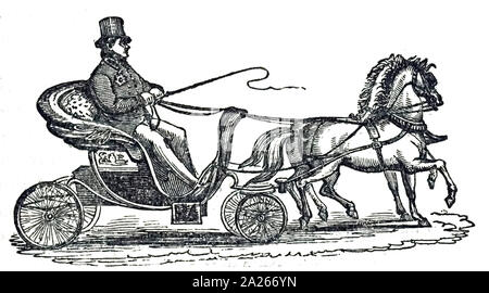 An engraving depicting King George IV driving himself in Windsor Park in a pony Phaeton. George VI (1895-1952) King of the United Kingdom and the Dominions of the British Commonwealth. He was the last Emperor of India. Dated 19th century Stock Photo