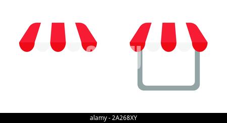 Vector icon set of shop stores. Flat color style. Stock Vector