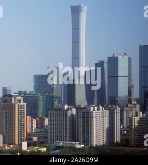 CITIC Tower in the Central Business District of Beijing towers above the City. It is popularly known as China Zun. The 109-storey, 528 m (1,732 ft) building is the tallest in the city Stock Photo