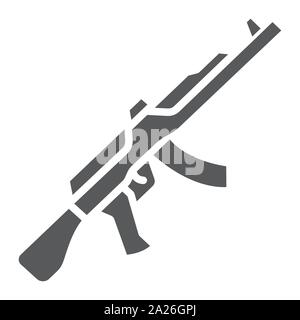 AK47 glyph icon, rifle and military, machine gun sign, vector graphics, a solid pattern on a white background. Stock Vector