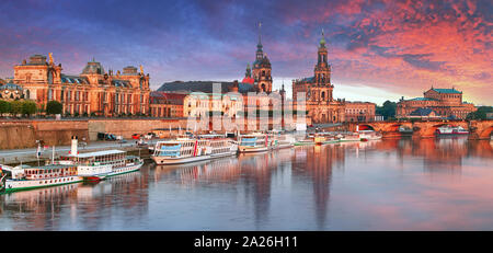 Dresden, Germany old town skyline on the Elbe River. Stock Photo