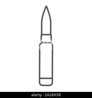 Rocket launcher thin line icon, army and military, rifle cartridge sign, vector graphics, a linear pattern on a white background. Stock Vector