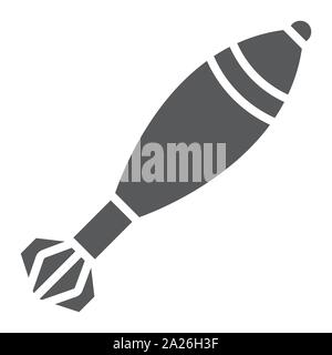 Mortar shell glyph icon, army and weapon, military bomb sign, vector graphics, a solid pattern on a white background. Stock Vector