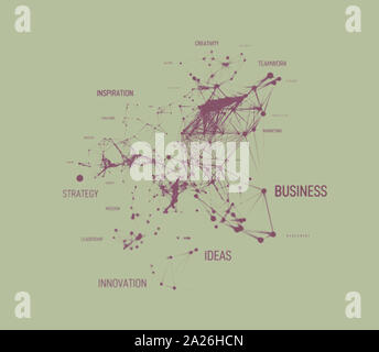 Big data business solution concept in word tag cloud with plexud dot and line connection. Geometric background Stock Photo