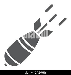 Atomic bomb glyph icon, army and military, rocket bomb sign, vector graphics, a solid pattern on a white background. Stock Vector