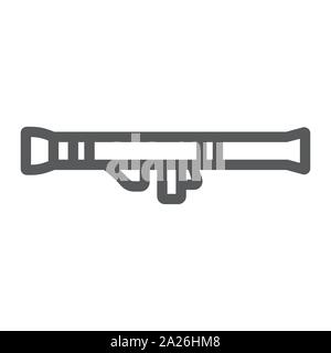 Rocket launcher line icon, army and military, weapon sign, vector graphics, a linear pattern on a white background. Stock Vector