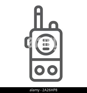 Walkie talkie line icon, communication and military, portable radio sign, vector graphics, a linear pattern on a white background. Stock Vector