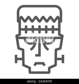 Frankenstein line icon, halloween and monster, zombie sign, vector graphics, a linear pattern on a white background. Stock Vector