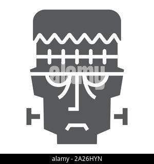 Frankenstein glyph icon, halloween and monster, zombie sign, vector graphics, a solid pattern on a white background. Stock Vector