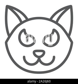 Halloween cat line icon, animal and magic, pet sign, vector graphics, a linear pattern on a white background. Stock Vector