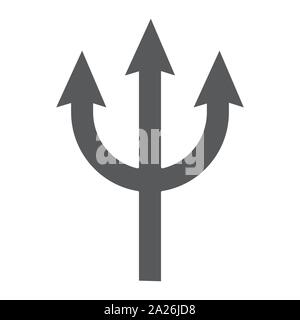 Trident glyph icon, spear and devil, pitchfork sign, vector graphics, a solid pattern on a white background. Stock Vector
