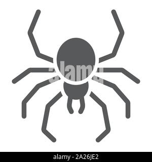 Spider glyph icon, spooky and animal, arachnid sign, vector graphics, a solid pattern on a white background. Stock Vector