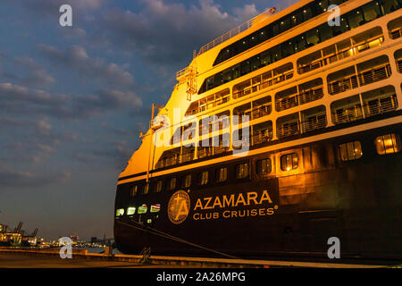 Azamara Quest cruise ship docked in the port of Bangkok, Thailand, 2019. Stock Photo