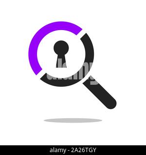 Search Icon Vector Illustration on the white background. Magnifying glass symbol with keyhole. EPS 10 Stock Vector