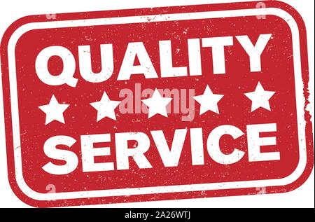 red grungy five star quality service rubber stamp print vector illustration Stock Vector