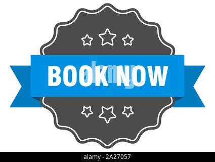 book now blue label. book now isolated seal. book now Stock Vector