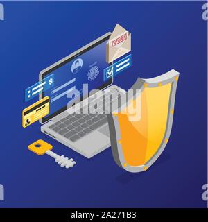 Computer Internet and Personal Data Security Stock Vector