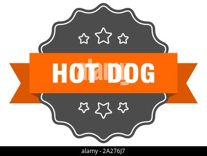 hot dog isolated seal. hot dog orange label. hot dog Stock Vector