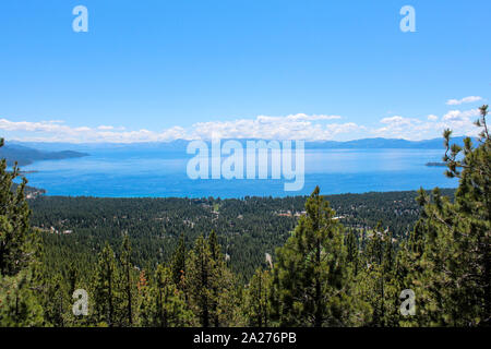 Landscape view of the Lake Tahoe from one of the viewpoint in California - Nevada state border Stock Photo