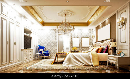 3d render neo classic bedroom Stock Photo