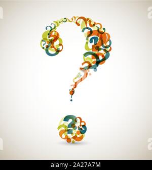 Big question mark made from smaller question marks (retro colors) Stock Vector
