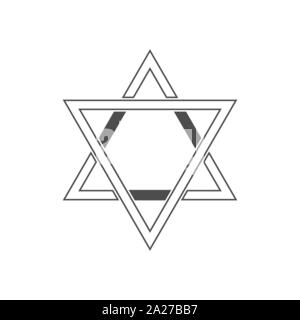 Star of David icon. Six pointed geometric star figure, generally recognized symbol of modern Jewish identity and Judaism Israel symbol Stock Vector