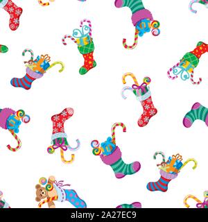 Christmas Socks Pattern Stock Vector