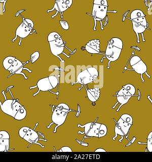 Miners Seamless Pattern Stock Vector