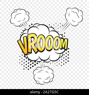 Vroom comic style word on the transparent background Stock Vector