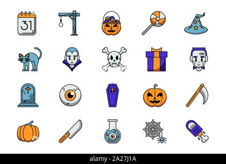 bundle of halloween set icons Stock Vector