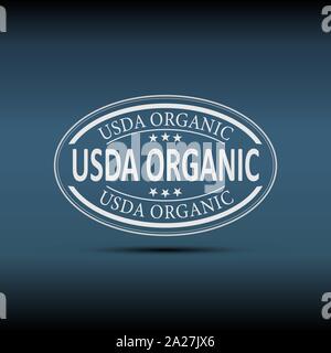 USDA Organic Web Label Badge Emblem on a blue Background Stock Vector