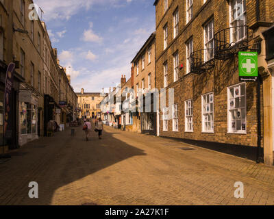 View along the pedestrianised High Street shopping street in the centre of this attractive town  of Stamford Lincolnshire Eastern England UK Stock Photo