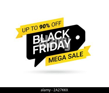 Sale tag. Mega Sale. Black Friday. Design element for sale banners, posters, cards. Promotional marketing discount event. Special offer on Black Frida Stock Vector