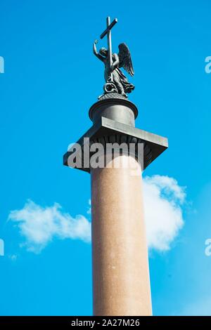 St. Petersburg, Russia - July 8, 2019: Angel on top of Alexander Column - Palace square Stock Photo