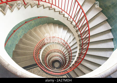 Spiral staircase inside the art-deco Neboticnik Building, Stefan Street, Ljubljana, Slovenia Stock Photo