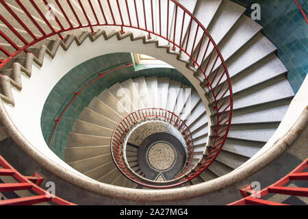 Spiral staircase inside the art-deco Neboticnik Building, Stefan Street, Ljubljana, Slovenia Stock Photo