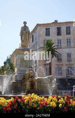 The statue of Napoleon as First Consul in Place Foch piazza in Ajaccio Corse-du-Sud Corsica - Corsica Ajaccio Stock Photo