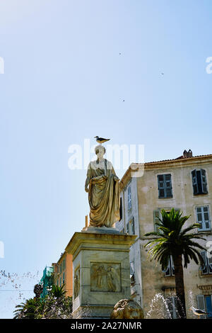 The statue of Napoleon as First Consul in Place Foch piazza in Ajaccio Corse-du-Sud Corsica - Corsica Ajaccio Stock Photo