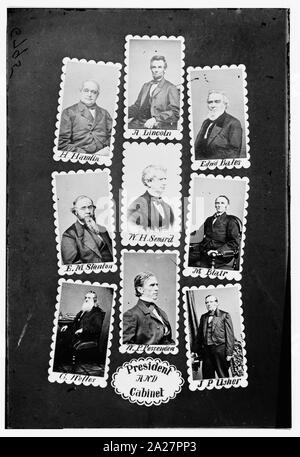 President and Cabinet: H. Hamlin, A. Lincoln, Edw'd Bates, E.M. Stanton, W.H. Seward, M. Blair, G. Welles, W.P. Fessenden, and J.P. Usher Stock Photo