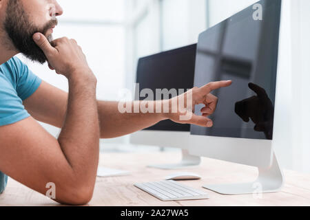 close up. web designer works on a computer Stock Photo